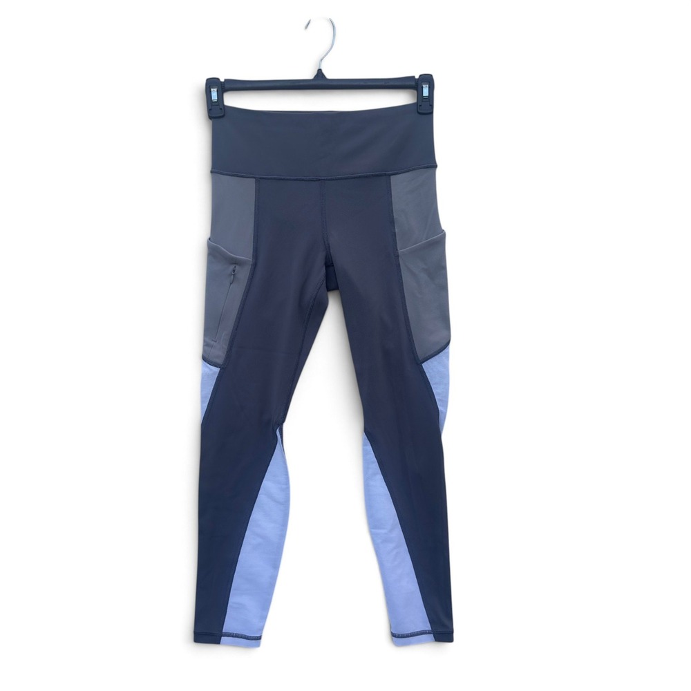 Athleta Womens Leggings Small Gray Colorblock High Rise Running Pocket Tights